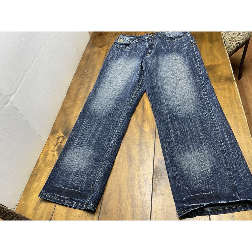 Vintage Akademiks Jeans Mens 36 Dark Baggy Hip Hop Embroidered Skate Y2K